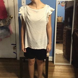 White Ruffle Sleeve Top